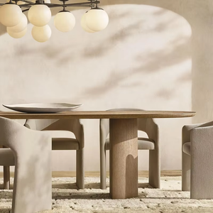 Mesa de Comedor Rectangular de Madera Ovalada, Estilo Moderno, Minimalista, Natural y Elegante, Ideal para Comedores Domésticos - Product Image 6