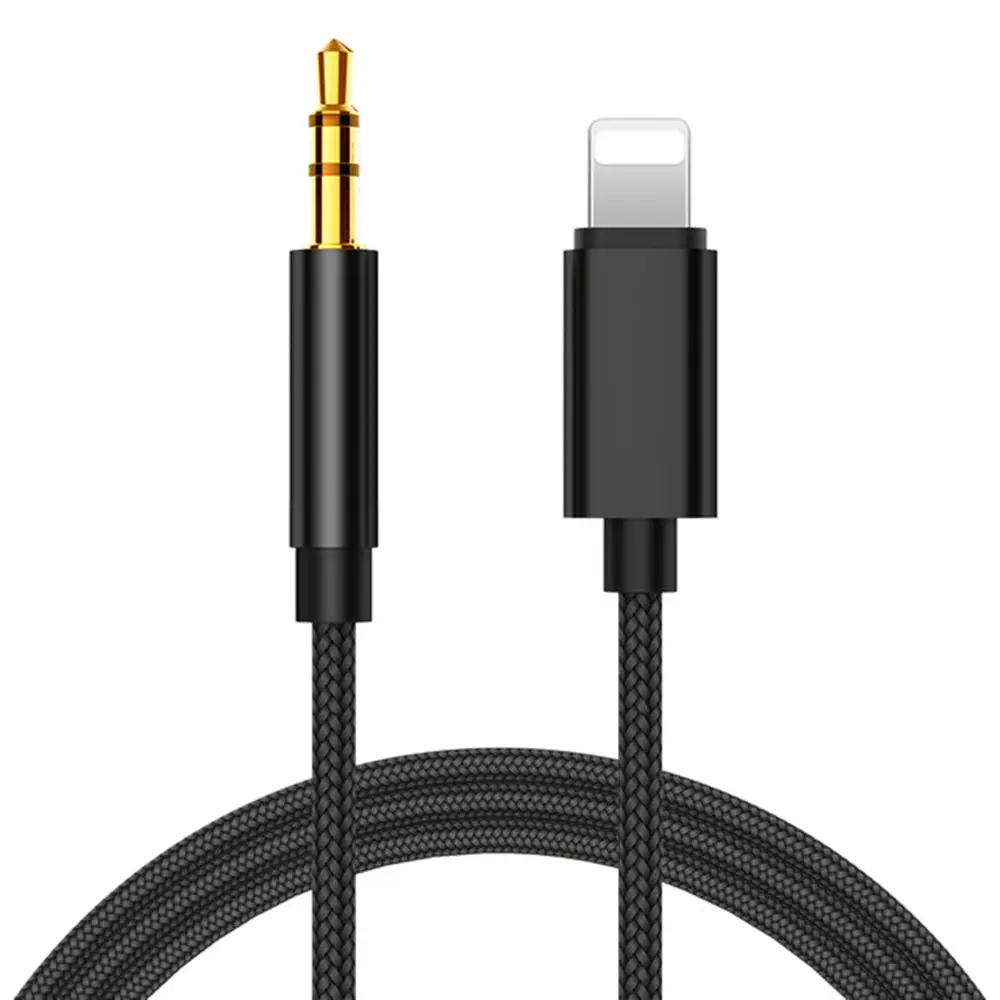 High qualität nylon geflecht For blitz zu 3.5mm Headphone Jack Audio Aux Splitter Earphones kabel IOS 14 100cm