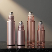Botol Roll-on Parfum Kosmetik Minyak Esensial Serum Kaca Pink Rose Gold Mini Portabel 5ml 10ml untuk Dijual