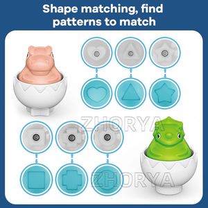 Zhorya 6 pièces – Jouets éducatifs en plastique pour enfants : Œufs de dinosaures intelligents à assembler et à colorier - Product Image 4