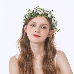Corona de Flores para Mujer con <span class=keywords><strong>Cinta</strong></span> Ajustable - Diadema Floral para Niñas, Adorno para el Cabello, Corona, Halo para <span class=keywords><strong>Boda</strong></span> - Product Image 4