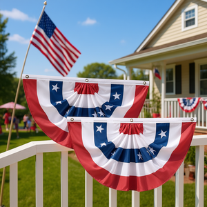 2 uds. Banderas plisadas americanas de 1.5x3 pies, de poliéster, para reuniones familiares, decoración de fiestas - Product Image 2