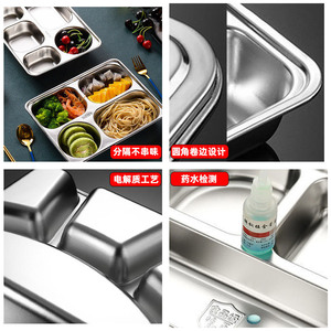 Lonchera de acero inoxidable con divisiones, cuadrada y profunda, con tapa, para la escuela, fábrica, comida rápida, bandeja para servir comidas - Product Image 1
