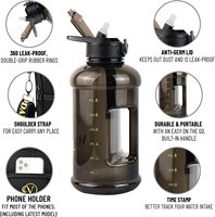 Bouteille d'eau d'un demi-gallon de 74oz avec manchon-Grandes bouteilles d'eau Gym avec paille Cruche d'eau d'un gallon avec poignée Sans BPA Étanche