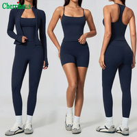 Ensemble de yoga sans couture taille haute pour femme, design varié, grande taille, tenue de sport 6 pièces avec soutien-gorge de sport et manches courtes
