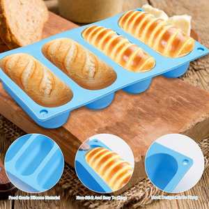 Silicone Hot Dog Mold 4 Cavity Food Grade Nonstick Sausage Bread <b>Cake</b> Finger Biscuit Ice Soap Oval Toast Baking Mold - Product Image 4
