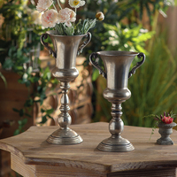 Vase Trompette en Métal Argenté Style Vintage 2026 – Décoration Florale de Centre de Table de Mariage, Idéal comme Pot de Fleurs Élégant