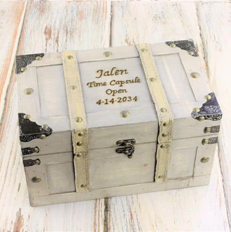 ギフト用のアンティーク木製トレジャーチェストトランクボックス