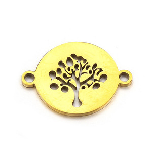 <span class=keywords><strong>Bracelet</strong></span> en acier inoxydable doré breloques rondes avec deux trous breloque <span class=keywords><strong>arbre</strong></span> <span class=keywords><strong>de</strong></span> <span class=keywords><strong>vie</strong></span> pour <span class=keywords><strong>bracelet</strong></span> <span class=keywords><strong>cordon</strong></span> - Product Image 6