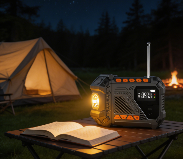 Outdoor Emergency Survival Internet Radio with Hand Crank Solar Charging BT Speaker & Compass for Camping & Hiking