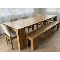 Table à manger extensible en bois massif 2026, transformable de table d'angle en table rectangulaire, mobilier de salle à manger élégant et minimaliste, 4 à 14 places