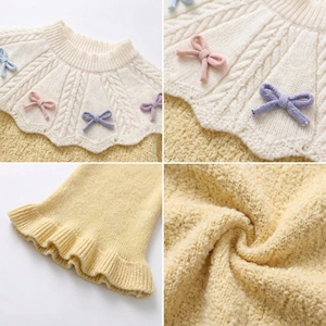 Set Maglione <span class=keywords><strong>per</strong></span> Bambini, Cardigan Lavorato a Trecce con Colletto in Pizzo, Fiocco e Bottoni con Perle, Abbigliamento Boutique Autunno Inverno <span class=keywords><strong>per</strong></span> Bambine - Product Image 5