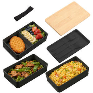 Boîte à lunch en <span class=keywords><strong>bambou</strong></span> à trois étages de style minimaliste personnalisée en gros avec une grande capacité, boîte à bento étanche - Product Image 3