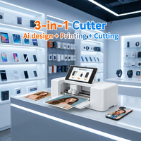 Fonlyu 3-in-1 Smart Mobile Telefoon Skin DIY Sticker Printer en Snijmachine voor Camera, Smartwatch en PC met precisie snijfunctie