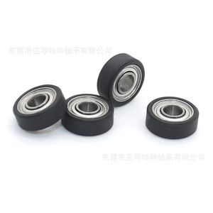 Rouleau plat en caoutchouc souple silencieux en TPU revêtu de roulement, petit roue de 3*8.5*3mm pour les rails d'équipements automatisés, fabriqué en EPDM SBR PU acier - Product Image 1