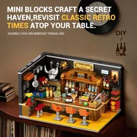 Reobrix 66304 MOC Ancien Bar à Vin avec Tourne-disque, Kits de Modèles de Scène Urbaine, Briques de Construction, Ornements de Bureau, Cadeaux