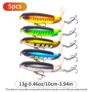 Lot de 5 leurres de pêche flottants de 13g et 10cm, type crayon, avec queue rotative, pour la pêche au bar, à la truite, en eau douce et salée - Product Image 2