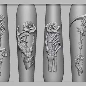 Y2K Halloween Rosa flor <span class=keywords><strong>calavera</strong></span> silicona Nail Art moldes japonés DIY esqueleto mano diseño transparente tallado molde para Nail Art - Product Image 1