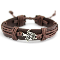 Bracelet en cuir véritable tortue de mer cheval renard bois de cerf éléphant gecko lézard mural chien chat patte cerf dragon tortue