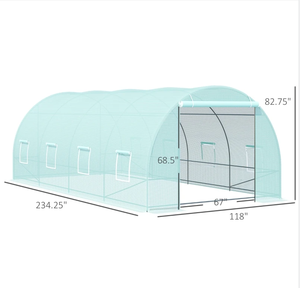 Serre tunnel en acier galvanisé 20 'x 10' x 7 ', maison chaleureuse avec 8 fenêtres à enroulement et porte à enroulement pour plante à fleurs - Product Image 2