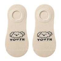 Chaussettes bateau fines et respirantes en maille pour femme avec logo personnalisé, motif dessin animé mignon, antidérapantes, pour l'extérieur et l'école