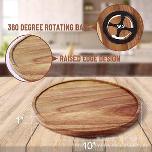 Lazy Susan Rotating Condiment <b>Storage</b> <b>Tray</b> Round Kitchen Utensil Rack Multifunction Afternoon Tea Serving <b>Tray</b> - Product Image 4