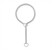 Nouveau collier pour femme style européen et américain, chaîne en bambou avec pendentif cœur en acier inoxydable, style hip-hop punk rock