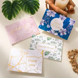 Custom Gold Foil Hot Stamp Watercolor Printing Thank You Card Greeting Cards With Envelopes