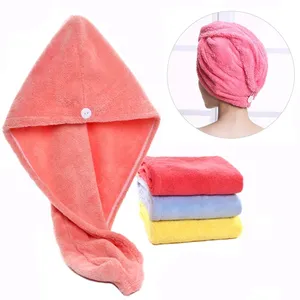 Hair Drying Super Absorbent Quick Dry Hair Towels Curly Long Thick Hair Microfiber Drying Bath Shower Head Towel with Buttons