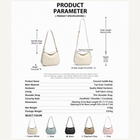 Sac à main en cuir de vachette véritable grainé, forme croissant, blanc crème, avec rabat magnétique, vente en gros directe usine, 5 couleurs