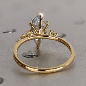 Anillo de Compromiso con Corte Marquesa de 6 Puntas, Certificado Shea Igi, con Diamante Cultivado en Laboratorio HPHT, Oro <span class=keywords><strong>S</strong></span>ólido de 14k/18k para Mujer, con Diamante Certificado CVD - Product Image 2