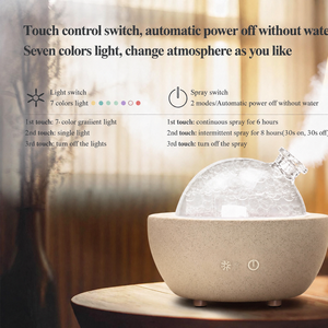 HIITII Elektrikli Çimento Esansiyel Yağ Aromalı Ev Ultrasonik Nemlendirici Difüzör Cam Kubbeli Beyaz Benekli Beton Tabanlı LED - Product Image 3