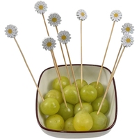 100 pièces blanc marguerite fleur bambou brochette Buffet Cupcake fruits fourchette jardin mariage décoration