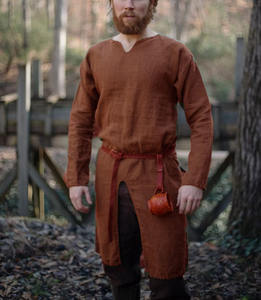 Renaissance médiévale rétro <span class=keywords><strong>lin</strong></span> <span class=keywords><strong>chemise</strong></span> hauts tunique mâle longues Robes robe Vintage vestes chevalier Pirate Cosplay Costumes - Product Image 4