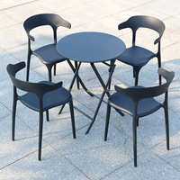 Filet d'extérieur pliable, mobilier de café, thé au lait au lait au lait, petite table ronde, chaise en plastique, balcon extérieur, loisirs