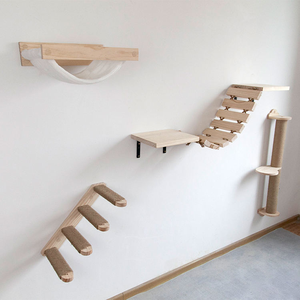 Nieuwste Stijlen Kat Activiteit Boom Kras Palen Muur Gemonteerd Hout Eco-Vriendelijke Krabber Grenen Hangmat 5 Stuks Huisdier - Product Image 4