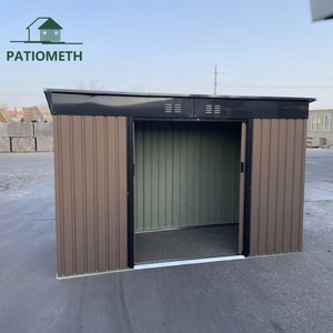 Abri de jardin <span class=keywords><strong>en</strong></span> métal de 9 pi x 4 pi pour l'extérieur, avec étagère de <span class=keywords><strong>rangement</strong></span> latérale, pour patio, cour, porte coulissante - Product Image 2