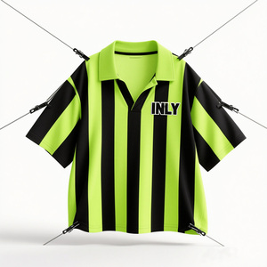 Maillot de football rétro personnalisé vêtements de sport à séchage rapide en polyester à rayures vertes et noires boxy chemises de football - Product Image 1