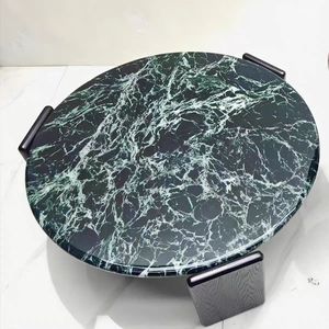 Modern Italian-Style <b>Solid</b> <b>Wood</b> Frame Round Coffee <b>Table</b> Set Tempered Glass <b>Top</b> Storage for Living Room Villa Home Furniture - Product Image 2