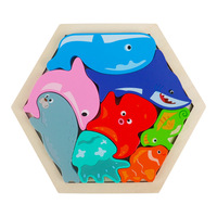 Bloques de madera para rompecabezas de bebés, juguetes educativos con animales, frutas y vehículos, rompecabezas 3D para niños, regalos.