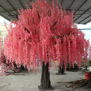 Customized Hanging Wisteria Trees Artificial Flower Tree Big Fiberglass Trunks For Wedding Center Piece Decor