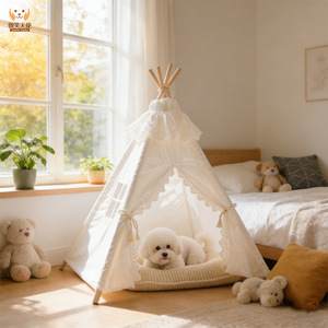 Cama <span class=keywords><strong>Tipi</strong></span> <span class=keywords><strong>para</strong></span> <span class=keywords><strong>Perros</strong></span> y Cachorros <span class=keywords><strong>para</strong></span> Todas las Estaciones con Disipación de Calor y Ventilación, Casas Portátiles y Cojín Grueso <span class=keywords><strong>para</strong></span> Mascotas - Product Image 4