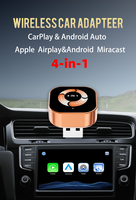 Dongle USB 4-en-1 sans fil CarPlay et Android Auto pour voitures équipées d'un système filaire d'origine, compatible iPhone/Android