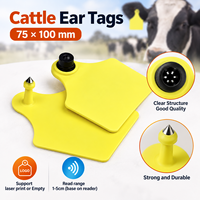 Étiquettes d'oreille RFID UHF de grande taille 75*100mm en TPU pour l'identification des animaux (vaches, moutons, porcs, chèvres) et la gestion animale