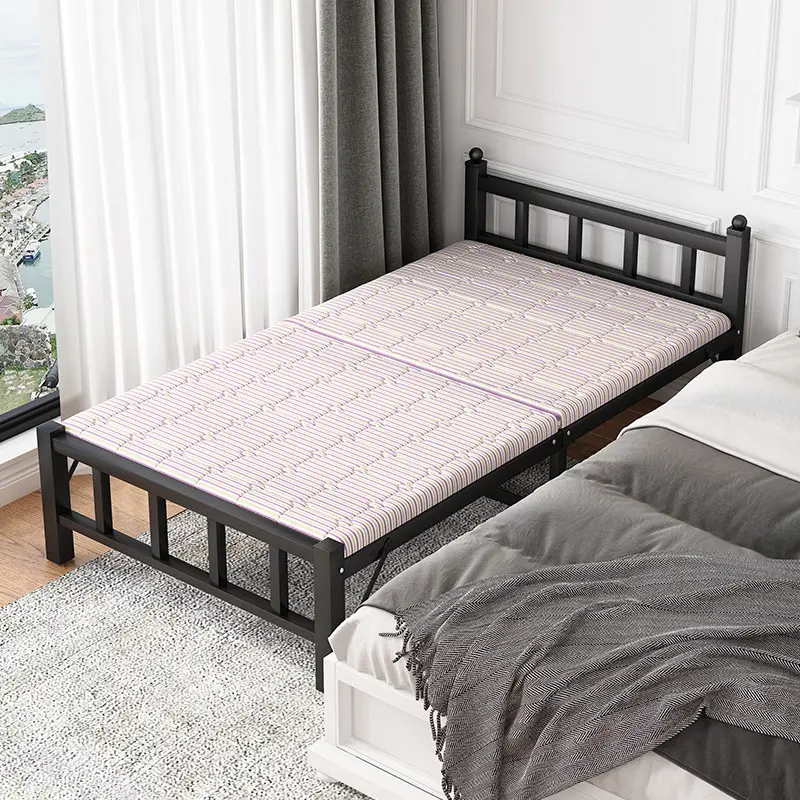New Foldable Metal Frame Cama Simple Twin/full/queen/king Iron Metal Frame Folding Single Bed Dormitory Furniture