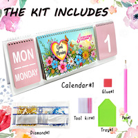 Calendrier de bureau 2027 en peinture diamant 5D, kit de calendrier mensuel à feuillets mobiles à faire soi-même, cadeau artisanal pour la décoration de la maison et du bureau