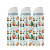 Tasses isothermes personnalisées avec logo de Noël, 24 oz, en acier inoxydable à double paroi, avec couvercle rabattable, pour véhicules de chantier, thermos