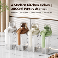 Conteneur de rangement pour cuisine personnalisé de 2500 ml, boîte de distribution de céréales en plastique hermétique avec double loquet et longue poignée