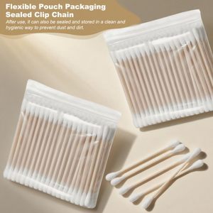 Precio de Fábrica 500 Unidades de Hisopos de Algodón Absorbente con Palitos de Bambú de 7.5cm para Maquillaje y Limpieza de Oídos de Uso Diario - Product Image 4