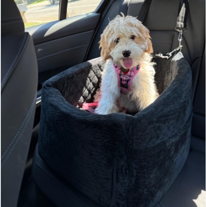Asiento de coche elevador de cama de viaje de lujo para perros con cinturón de seguridad de cojín de espuma elevado y correa de perro incorporada - Product Image 5